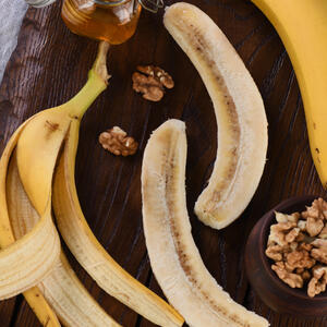 Top with sliced banana and bake 