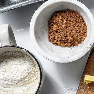 Add flour and cocoa powder