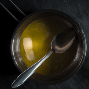 add the melted butter