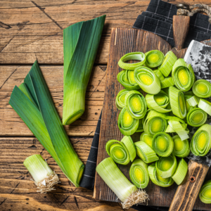 the chopped leek