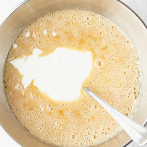 Mix banana puree with sugar and butter