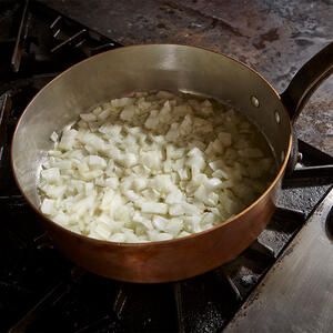 fry the onion in a saucepan