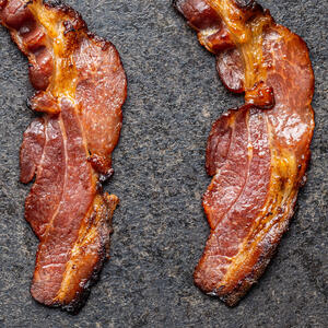 Fry the bacon until crispy