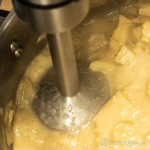 Puree the mixture it the pot and add the rest of the vegetables