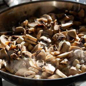 add the mushrooms to the pan