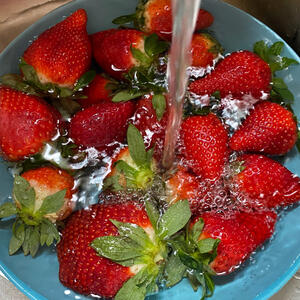 Wash the strawberries