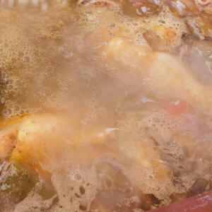 Add the broth and cheese