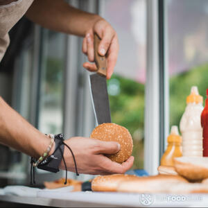 cut hamburger buns