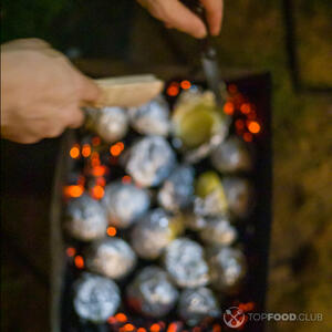 Sweet potato in aluminum foil