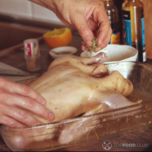 rub seasoning onto the duck