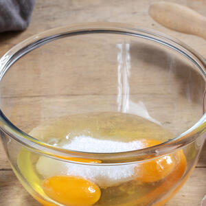 Break the eggs into a deep bowl