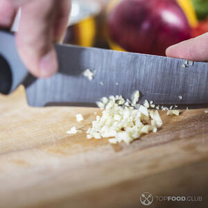 chop garlic cloves
