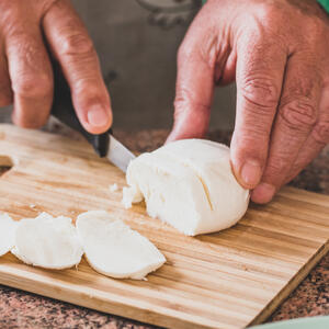 Cut Mozzarella cheese