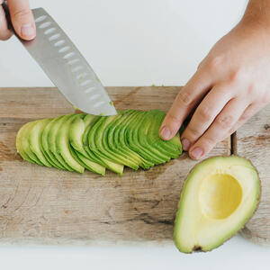 Cut avocdo into cubes