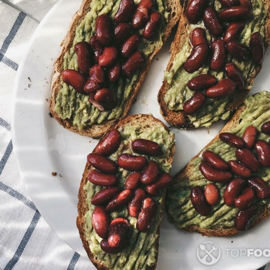 Toast with avocado and beans