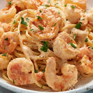 Garlic shrimp spaghetti