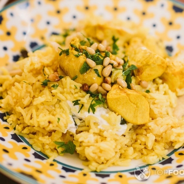 Mushroom rice pilaf with pine nuts