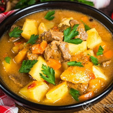 Hungarian beef stew with potatoes