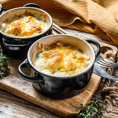 Chicken & ham casserole with mustardy dumplings