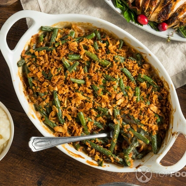 Green bean casserole with mushrooms