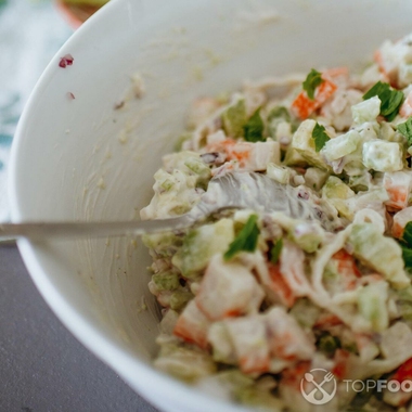 Imitation crab salad with cabbage