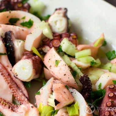 Seafood salad with squid and cuttlefish