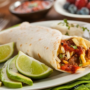 Burrito with Fried Potatoes and Scrambled Eggs