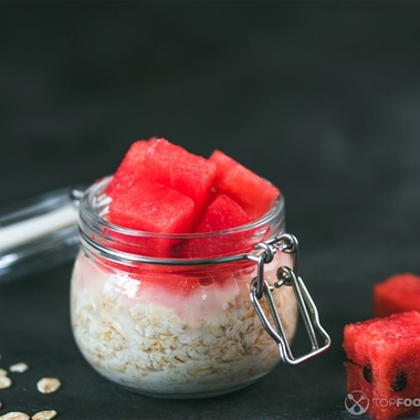 Overnight Oats with Watermelon and Tomato