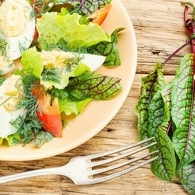 Egg salad with Swiss Chard and turkey breast fillet