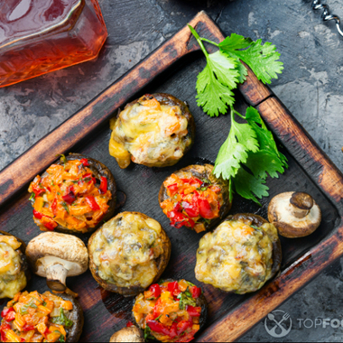 Stuffed Mushrooms with Cottage Cheese and Tomato