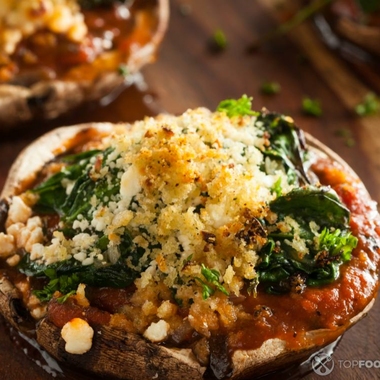Stuffed Mushrooms with Beet and Greens