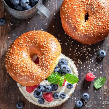 Bagels with Blueberries & Raspberries