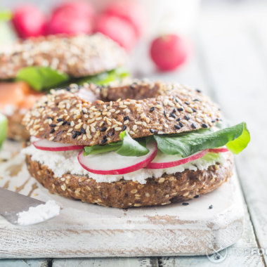 Bagel with Radish and Cream Cheese