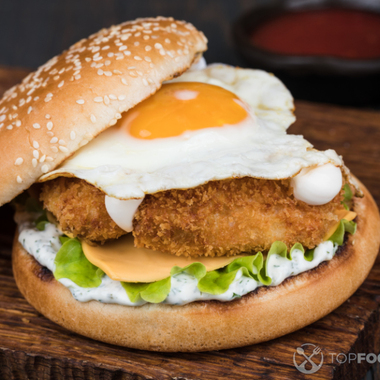 Cheeseburger with Chicken Patty and Fried Egg