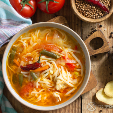 Hot Noodle Soup with Turkey and Ginger