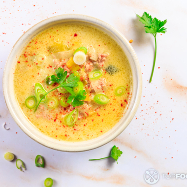 Soup with Vegetables and Minced Turkey Meat