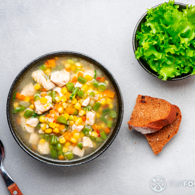 Vegetable Soup with Turkey, Corn and Green Beans