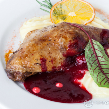 Fried Duck Legs and Sweet Cranberry Sauce