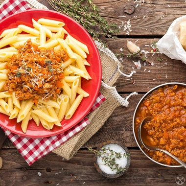 Penne Bolognese with ground beef