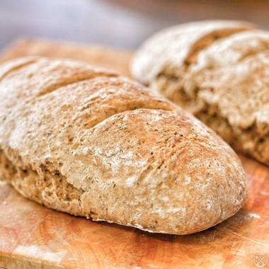 Homemade bread in a frying pan