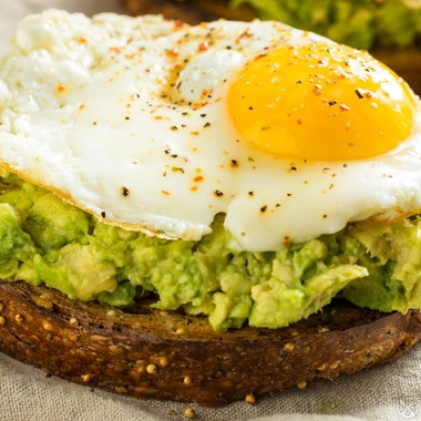 Avocado toast with fried eggs