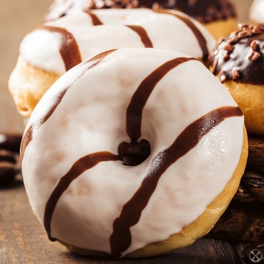 Donuts with dark and white chocolate