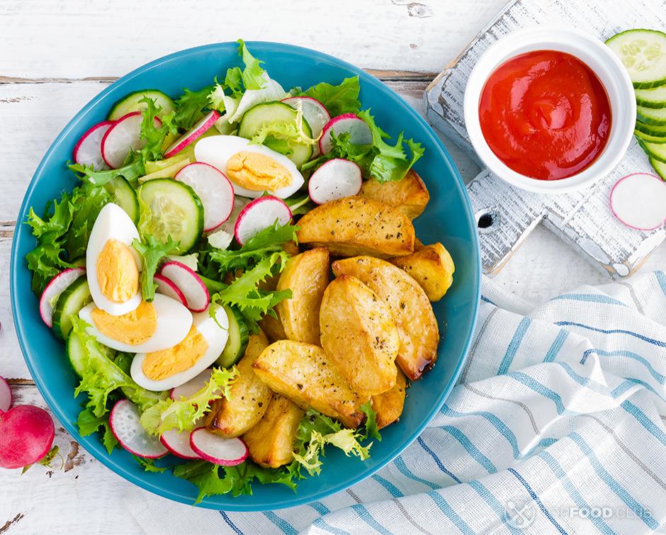 Egg Salad with Greens and Apple Vinegar Dressing