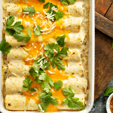 Spicy Mango Enchiladas with Chipotle Cream Sauce