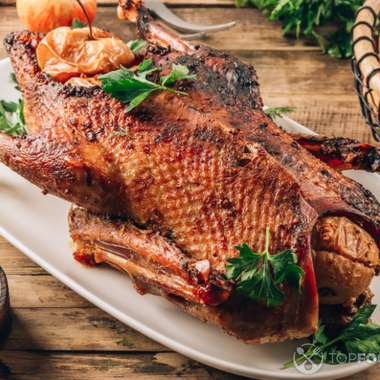 Roasted Duck with Stuffed Apples