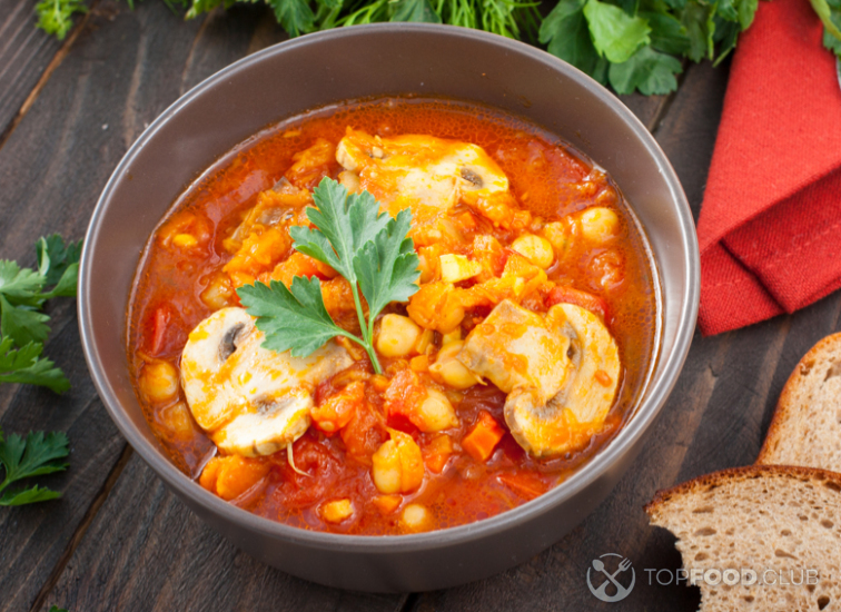 Постный борщ с нутом и грибами