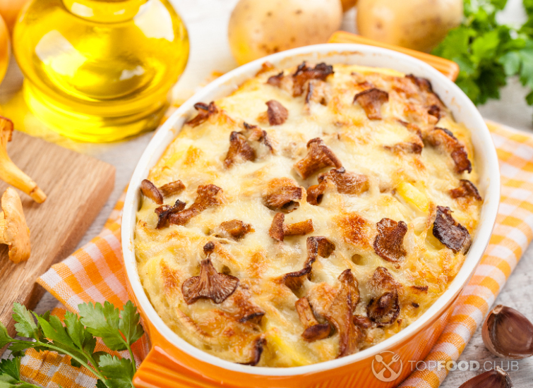 Картофельная запеканка с грибами в духовке