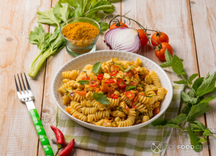 Паста с курицей карри