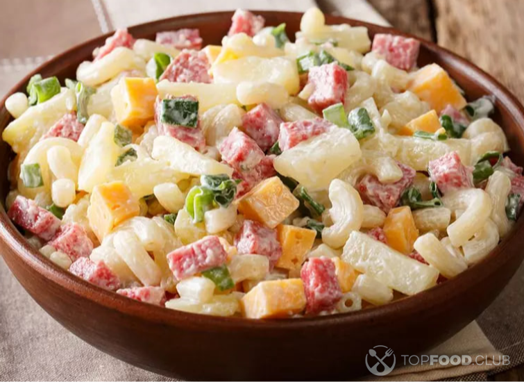 Салат с макаронами и салями