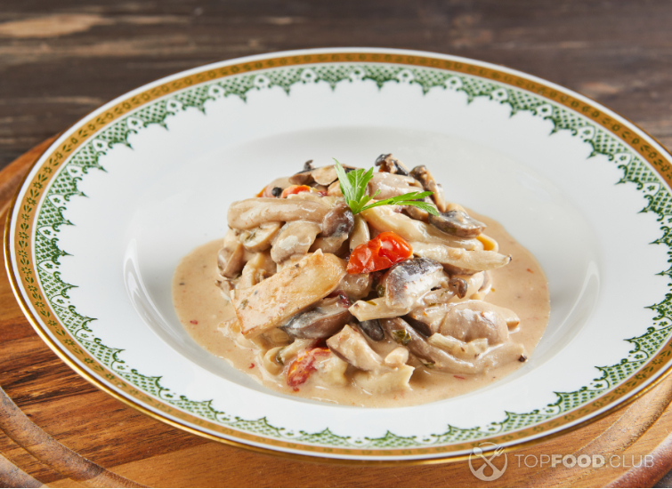 Тушёная курица с грибами